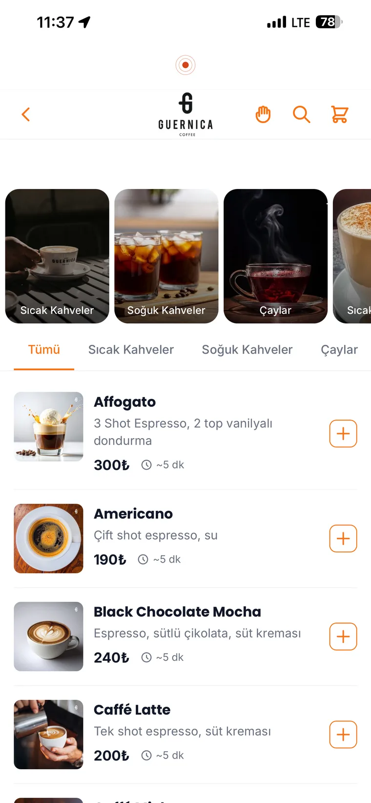 Ordr. müşteri menüsü